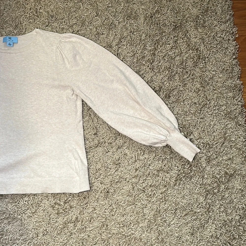 Cece Women's Cream Long Puffy Sleeve with Pearl Buttons Sweater Blouse‎